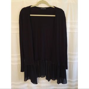 Black Jersey Swing Cardigan Chiffon Bottom